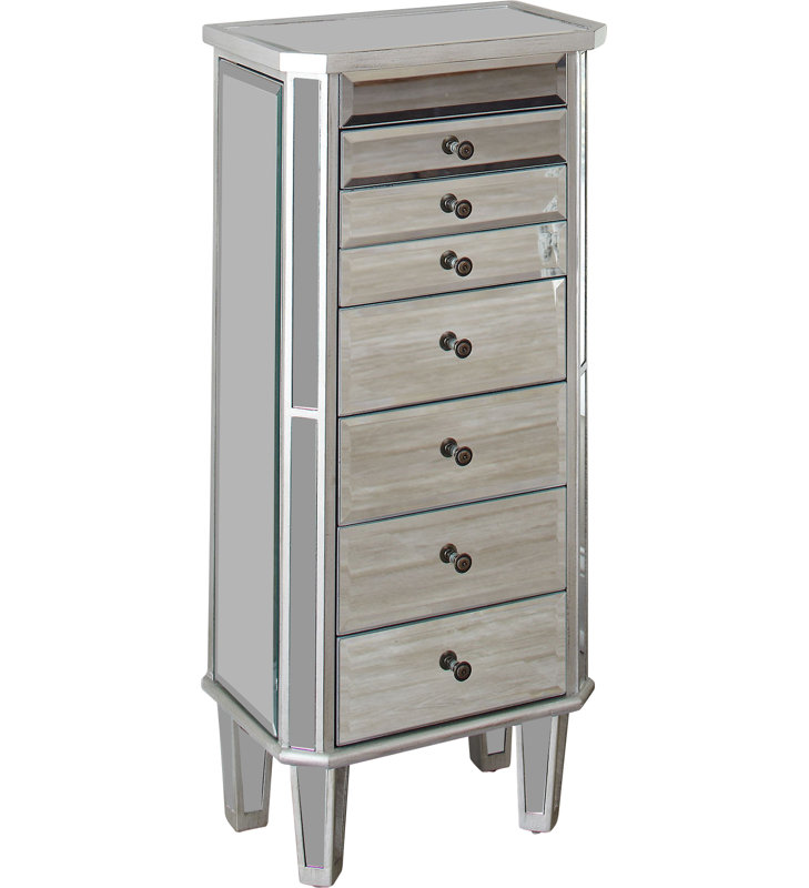 Silver Mirrored Jewelry Armoire almoire